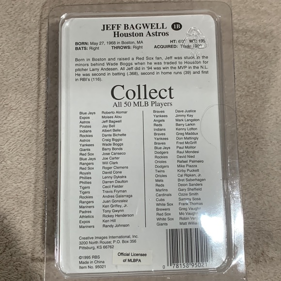 Original Micro Stars, 1995 Collectors Series, Jeff Bagwell - Picture 4 of 4